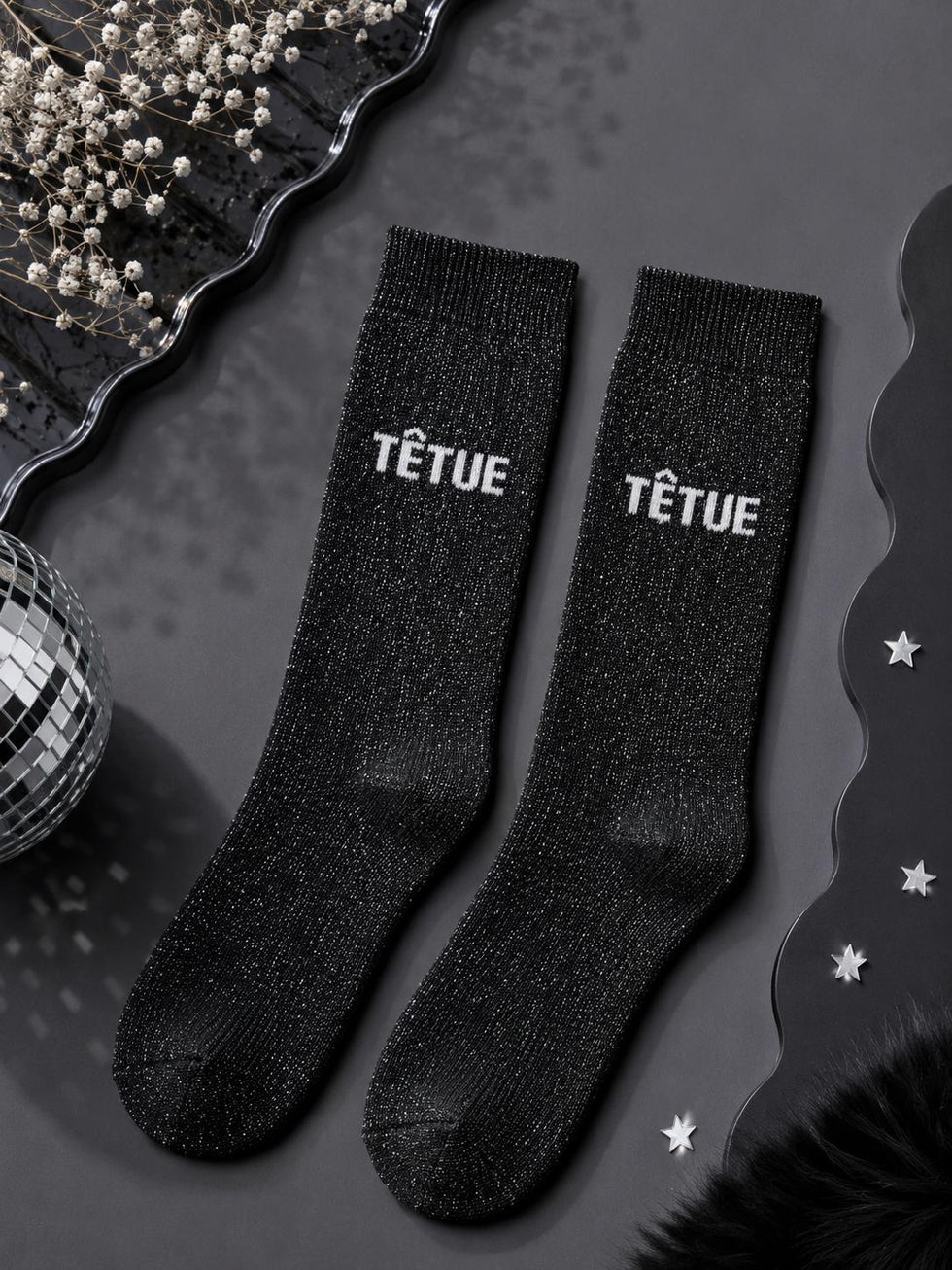 Chaussettes à paillettes - noir - Têtue Mademoiselle girly